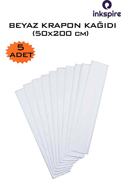 inkspire Krapon Kağıdı 50x200 Cm 5 Adet Beyaz Renk 1 Paket Grapon Kağıt Grafo...