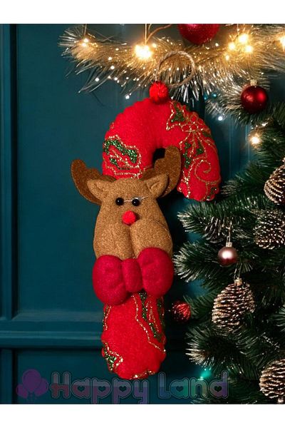 Happyland Christmas Tree - Candy Deer Plush Model, 15cm Small Hanging Ornament