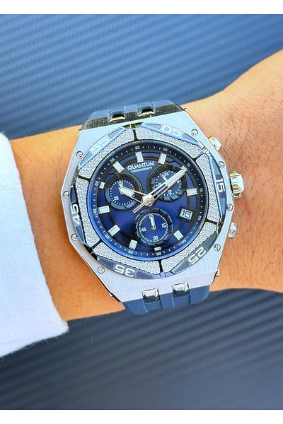 Quantum Hng1066.399 Steel Case Silicone Band Men's Wrist Watch