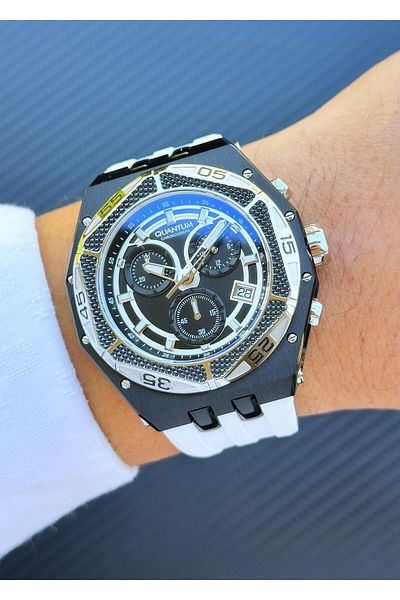 Quantum Hng1066.653 Steel Case Silicone Band Men's Wrist Watch