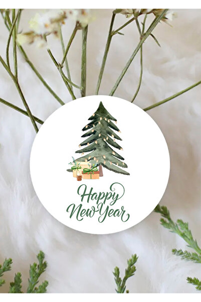 WALLHUMAN Yılbaşı Temalı Happy New Year  Hediye Paketi Sticker 20 Adet (Yeşil...
