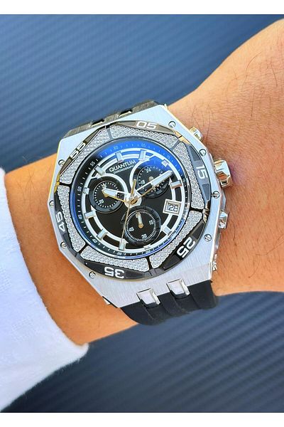 Quantum Hng1066.351 Steel Case Silicone Band Men's Wrist Watch