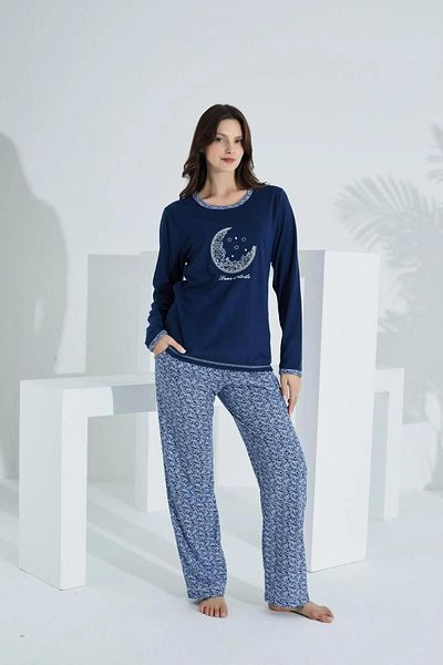 Etoile 98142 Women's Long Sleeve Pajama Set Dark Blue
