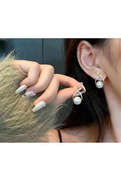 YASİN TOPÇU Steel Gold Earrings
