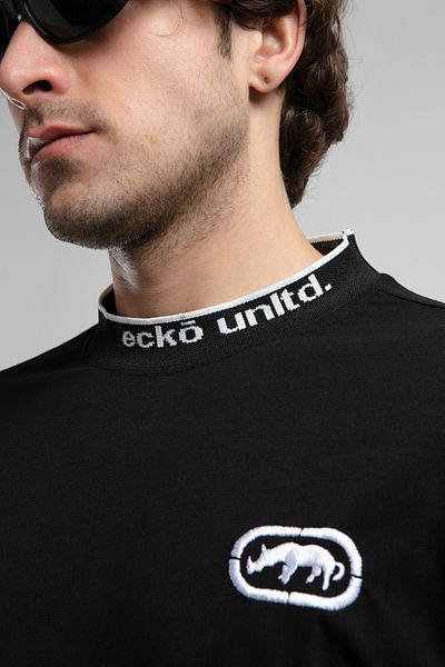ECKO UNLTD Rockaway Black Crew Neck Embroidered Oversize Men's Tshirt