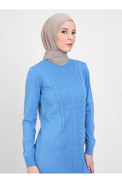 Tavin Πλεκτό Φόρεμα Hijab - Μπλε - Tavin