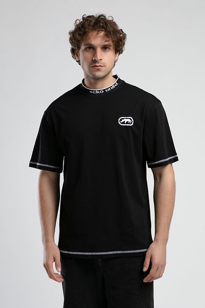 ECKO UNLTD Rockaway Black Crew Neck Embroidered Oversize Men's Tshirt