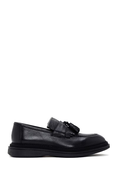 Derimod Men's Black Leather Tassel Loafer 23Wfd6246Ft