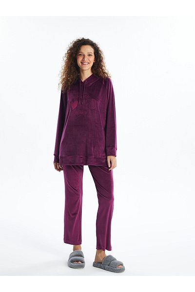 LC Waikiki Lcwk Pantaloni de pijama de damă din catifea simplă cu talie elastică