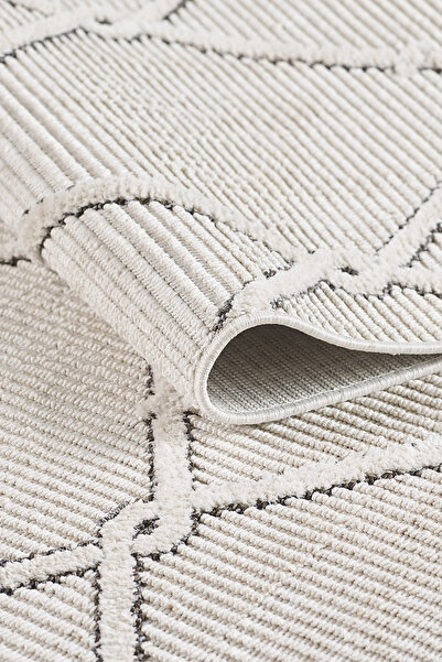 Empera Ibiza - Vista Geometrik Toz Vermeyen Iskandinav Desen Saçaklı Halı