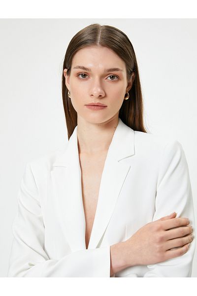 Koton Kt - Blazer Jacket Double Breasted Reverse Collar Lined Crepe Fabric