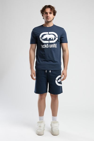 ECKO UNLTD Trinity Navy Knitted Shorts Embroidered Standard Fit Men's Knitted Shorts