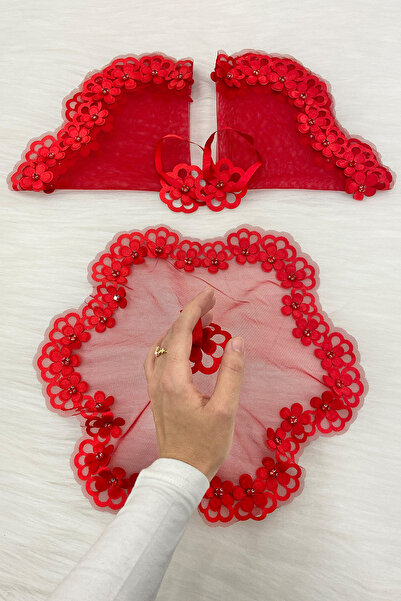 ZEYMERADE منديل العروس الأحمر للعريس بتفاصيل حجرية لامعة لحفلات الزفاف ووصيفة...