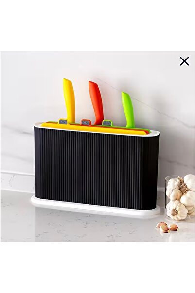 Home Tuana 36 Piece Dowry Set - Spice Rack-Dowry Storage Container-Cutting Board Set with Knives - Black-White