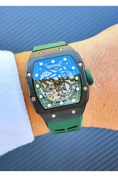 Quantum Qmg1098.675 Otomatik Mekanizma Yeşil Silikon Kordon Erkek Kol Saati