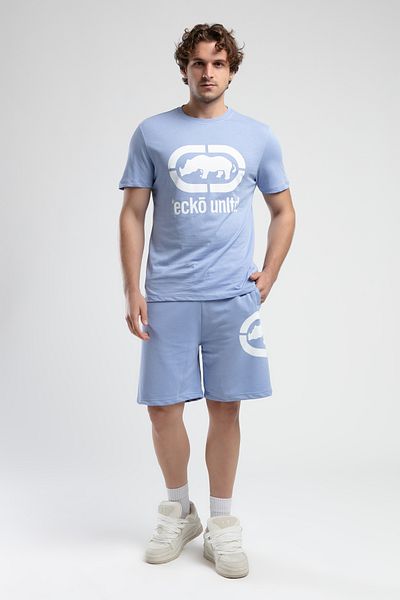 ECKO UNLTD Trinity Blue Knitted Shorts Embroidered Standard Fit Men's Knitted Shorts