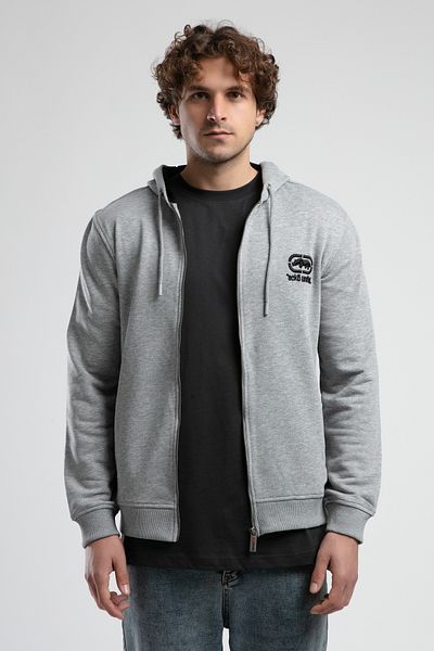 ECKO UNLTD Maiden Gray Hooded Embroidered Standard Fit Men's Sweatshirt