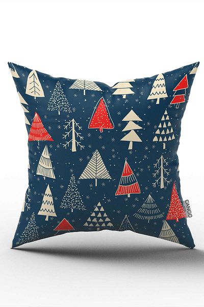 Cango Home Double Sided Red Navy Blue Christmas Themed Digital Printed Throw Pillow Pillow Case - Cgh295-ct