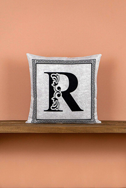 Cango Home Husă de pernă cu litere imprimate digital pe două fețe Litera R