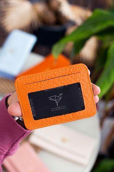 Garbalia Shelby Genuine Leather Orange Unisex Card Holder Wallet