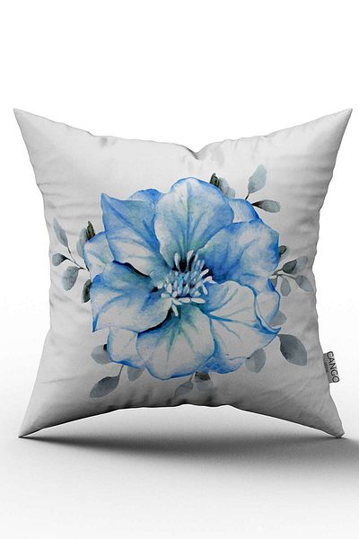 Cango Home Special Design Pillow and Cushion Cover with Blue Flowers - Otyk573