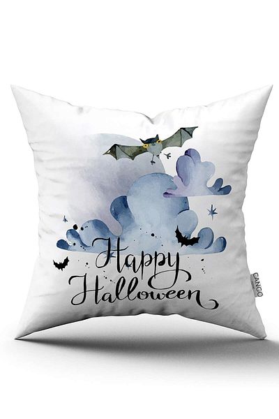 Cango Home Orange Halloween Pumpkin Patterned Digital Printed Throw Pillow Cover Cgh742