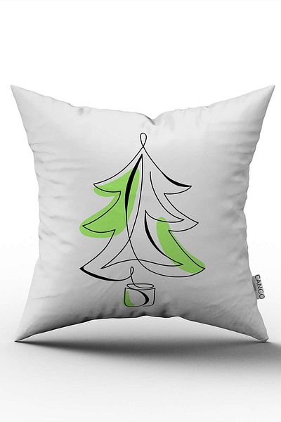 Cango Home Husă de pernă cu temă de Crăciun, albă, verde, imprimată digitală Cgh849