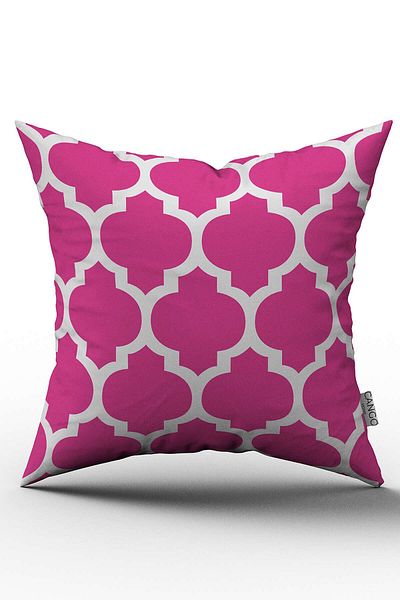 Cango Home Pink and White Modern Geometric Patterned Digital Printed Throw Pillow Cover - Otyk538