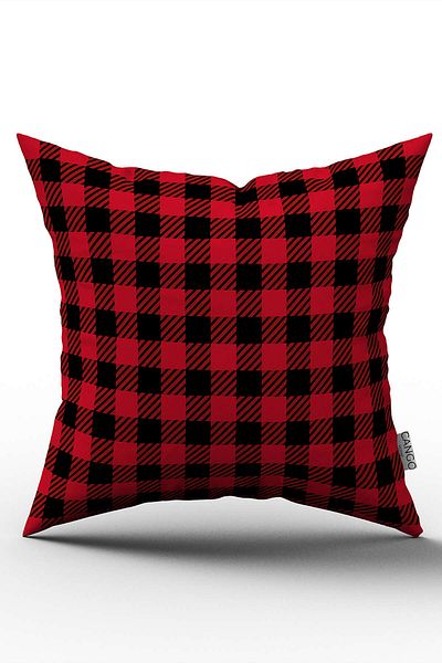 Cango Home Red Black Christmas Themed Plaid Patterned Digital Printed Throw Pillow Cover Cgh800