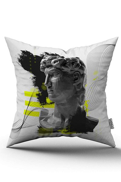 Cango Home Alb Negru Modern Sculpture Figure Digital Printed Arunca Husa de Perna Cgh561