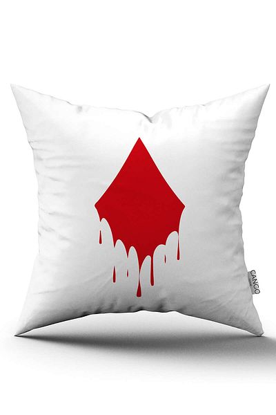 Cango Home Red Tile Playing Cards Patterned Digital Printed Throw Pillow Cover Cgh768