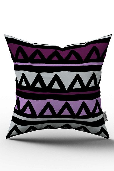 Cango Home Față de pernă cu două fețe violet negru geometric modern - Cgh231-ct