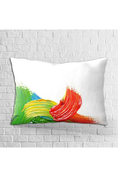 Cango Home Față de pernă cu două fețe, 35x50, albă, multicoloră, cu model de vopsea decorativă, imprimată digitală - Otyk624-