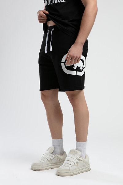 ECKO UNLTD Trinity Black Knitted Shorts Embroidered Standard Fit Men's Knitted Shorts