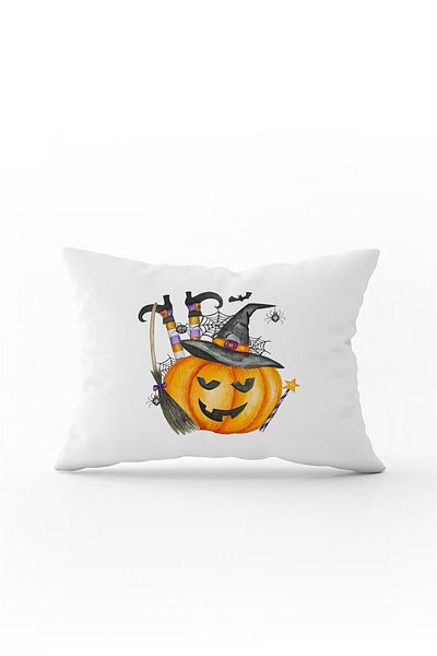 Cango Home Orange Halloween Pumpkin Patterned Digital Printed Throw Pillow Cover Cgh746-3550 Double Sided Printed