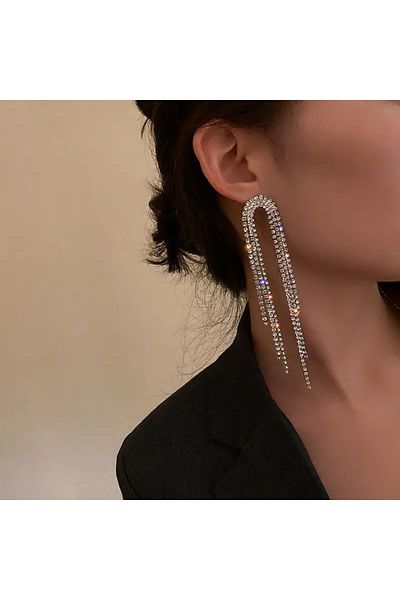 Estilo Lingerie Waterway Earrings Zircon Stone Earrings Elegant Diamond Look Earrings Long Dangle Earrings Trend Earrings