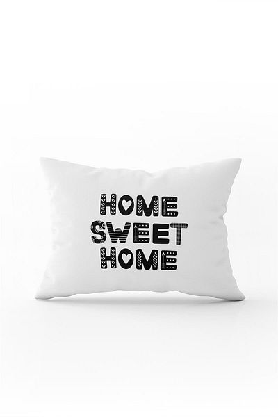 Cango Home Alb Negru Home Sweet Home Față de pernă decorativă cu imprimare digitală - Cgh475-3550 față-verso
