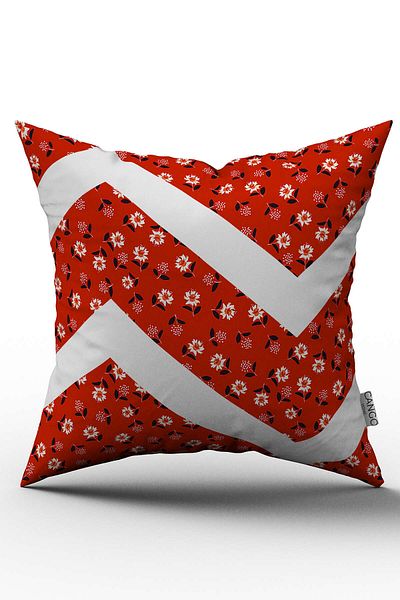 Cango Home Față de pernă cu două fețe, roșu, alb, floral, geometric, pentru pernă - Cgh275-ct