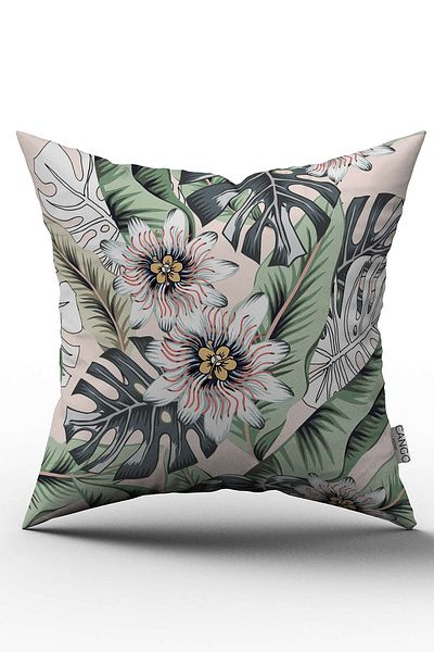 Cango Home Double Sided Green Beige Floral Patterned Digital Printed Throw Pillow Cover - Otyk793-ct