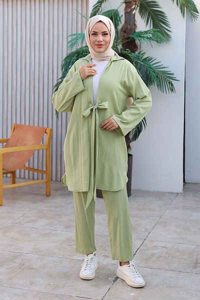 MİSSKAYLE Mint Green Kimono Set with Tie Detail, Model 1225