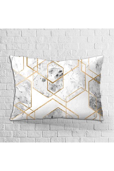 Cango Home Față de pernă cu două fețe, 35x50, alb, gri, modern, decorativ, cu model de marmură, imprimată digitală - Otyk62