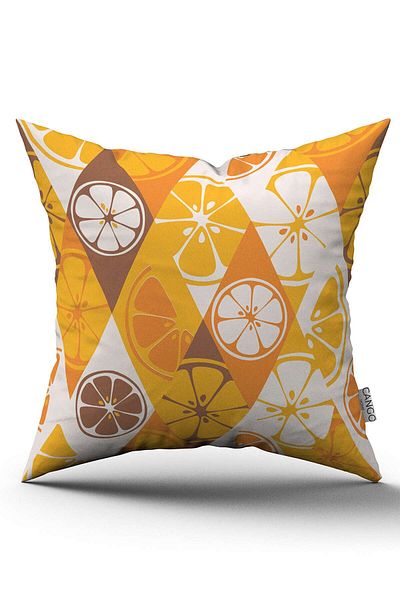 Cango Home Double Sided Yellow Orange Lemon Patterned Digital Printed Throw Pillow Cover - Oytyk915-ct