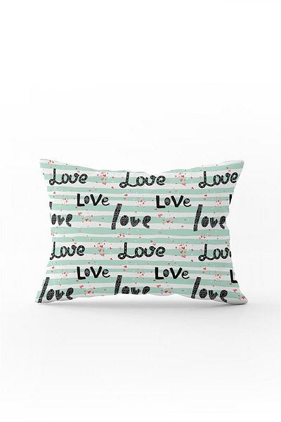 Cango Home Green Black Love Written Digital Printing Throw Pillow Pillow Case - Cgh431-3550 Double Sided Printed