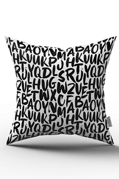Cango Home Husă de pernă cu litere albă neagră imprimată digital - Cgh331