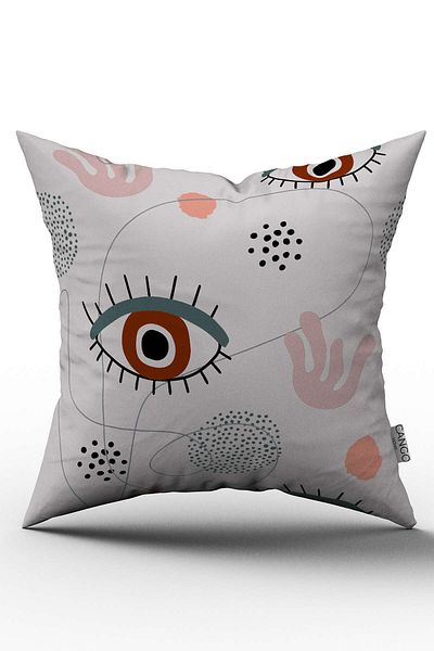Cango Home Double Sided Gray Pink Modern Eye Patterned Throw Pillow Pillow Case - Cgh248-ct