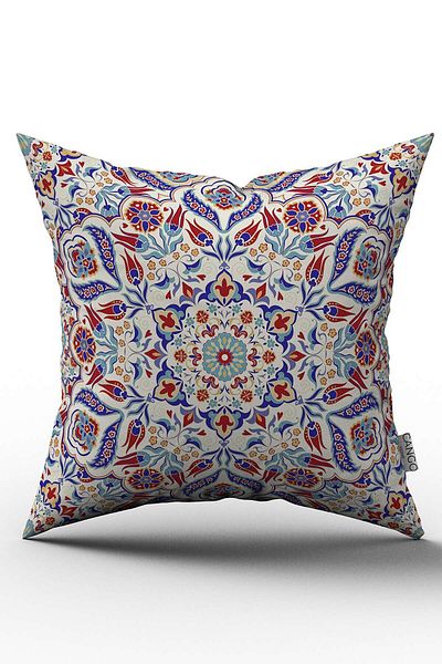 Cango Home Husă de pernă cu design special cu motiv de lalele etnice roșii - Otyk002