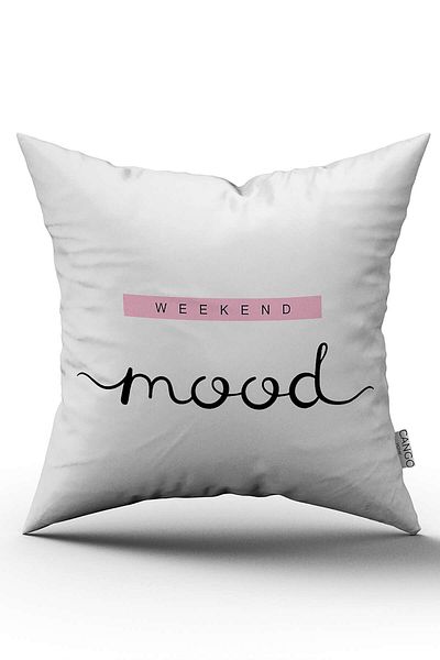 Cango Home White Black Weekend Mood Written Digital Printing Throw Pillow Pillow Case - Cgh441