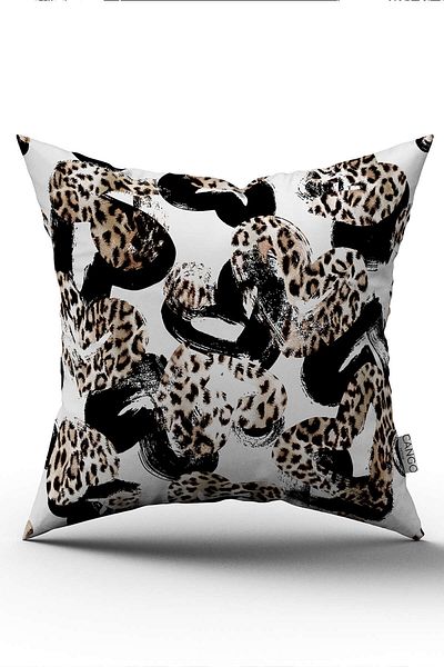 Cango Home Față de pernă cu model leopard, maro, alb, imprimare digitală - Cgh353
