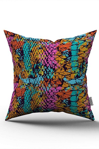 Cango Home Față de pernă cu două fețe, neagră, multicoloră, cu model din piele de șarpe, imprimare digitală - Cgh373-ct