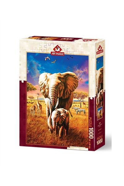Art Puzzle 1000 Piece Mother Elephant Puzzle